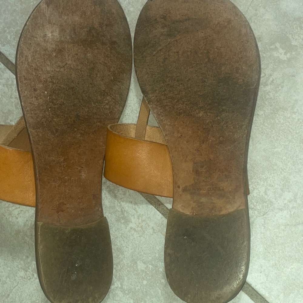 Joie Brown Leather Toe-Post Slide Sandals - Picture 3 of 8